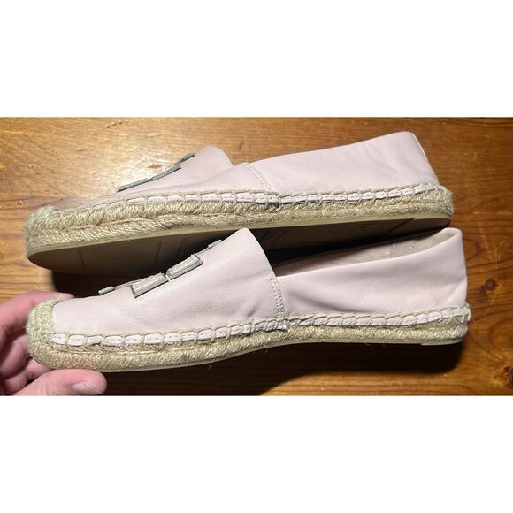 Tory Burch Ines Espadrille Pink Leather Slip On Size 7.5 - Picture 5 of 11